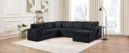 Oversized Sectional Sofa 115.3' U-Shaped Sofa with Chaise Lounge and Three Soft Throw Pillows, Black Corduroy Fabric Default -DTYStore