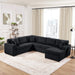 Oversized Sectional Sofa 115.3' U-Shaped Sofa with Chaise Lounge and Three Soft Throw Pillows, Black Corduroy Fabric Default -DTYStore