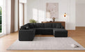 Oversized Sectional Sofa 115.3' U-Shaped Sofa with Chaise Lounge and Three Soft Throw Pillows, Black Corduroy Fabric Default -DTYStore