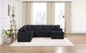 Oversized Sectional Sofa 115.3' U-Shaped Sofa with Chaise Lounge and Three Soft Throw Pillows, Black Corduroy Fabric Default -DTYStore