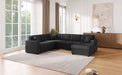 Oversized Sectional Sofa 115.3' U-Shaped Sofa with Chaise Lounge and Three Soft Throw Pillows, Black Corduroy Fabric Default -DTYStore