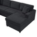 Oversized Sectional Sofa 115.3' U-Shaped Sofa with Chaise Lounge and Three Soft Throw Pillows, Black Corduroy Fabric Default -DTYStore