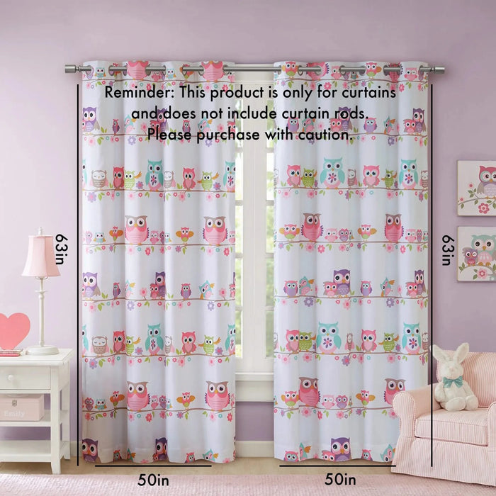 Owl Printed Blackout Curtain Panel(Only 1 Pc Panel) Default -DTYStore