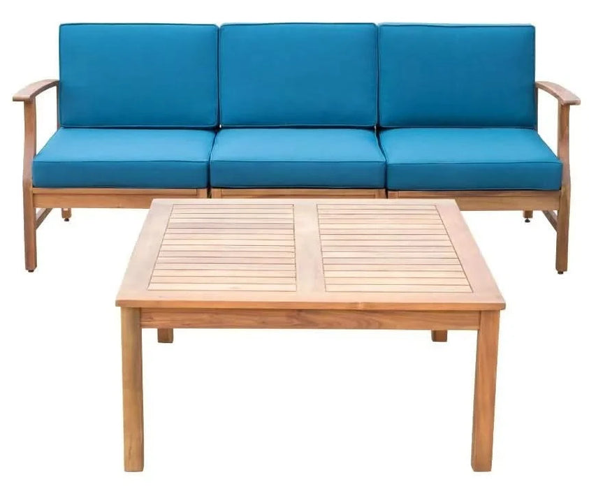 PERLA 3 SEATER SOFA AND TABLE SET, BLUE Default -DTYStore