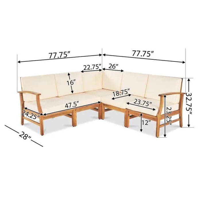 PERLA 5-PCS SOFA SET,CREAM Default -DTYStore