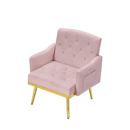 PINK velvet armchair with metal legs Default -DTYStore