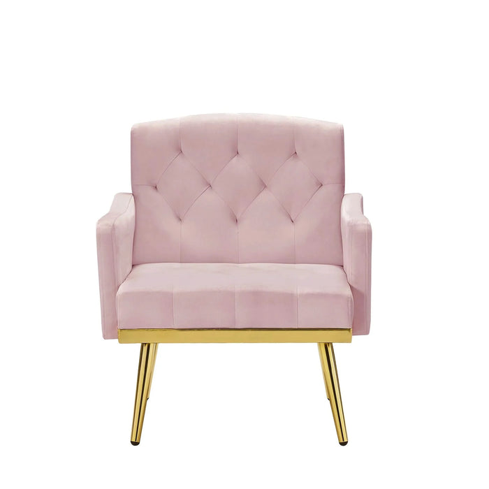 PINK velvet armchair with metal legs Default -DTYStore