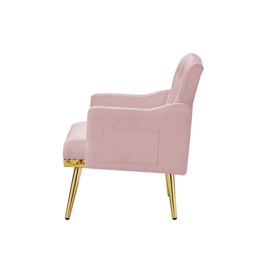 PINK velvet armchair with metal legs Default -DTYStore