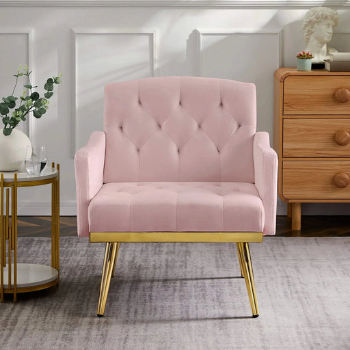 PINK velvet armchair with metal legs Default -DTYStore