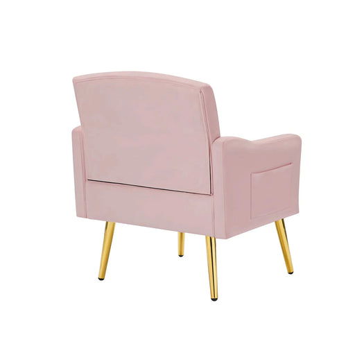 PINK velvet armchair with metal legs Default -DTYStore