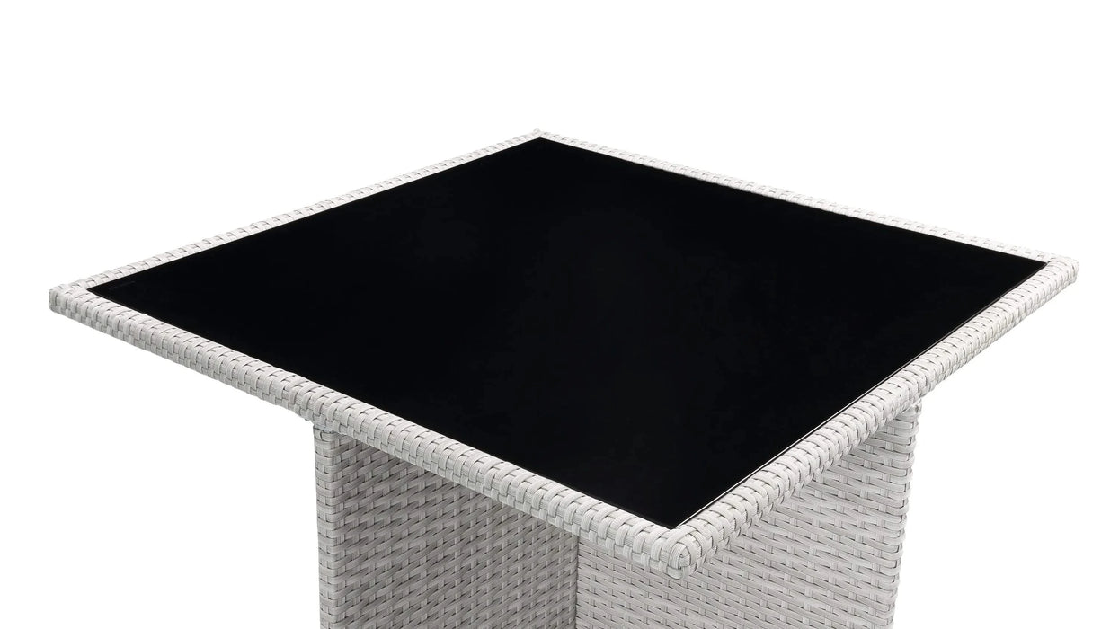 Paitalyi 9PCs Blue Fabric & Wicker Bistro Set Default -DTYStore