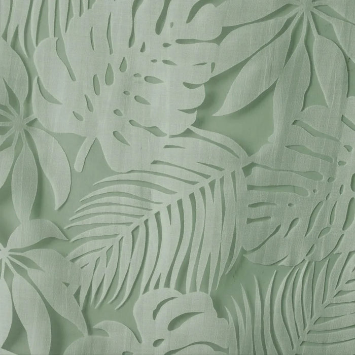 Palm Leaf Burnout Window Sheer Sage Green 50x84' Default -DTYStore