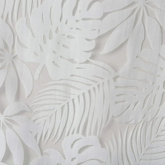 Palm Leaf Burnout Window Sheer White 50x63' Default -DTYStore