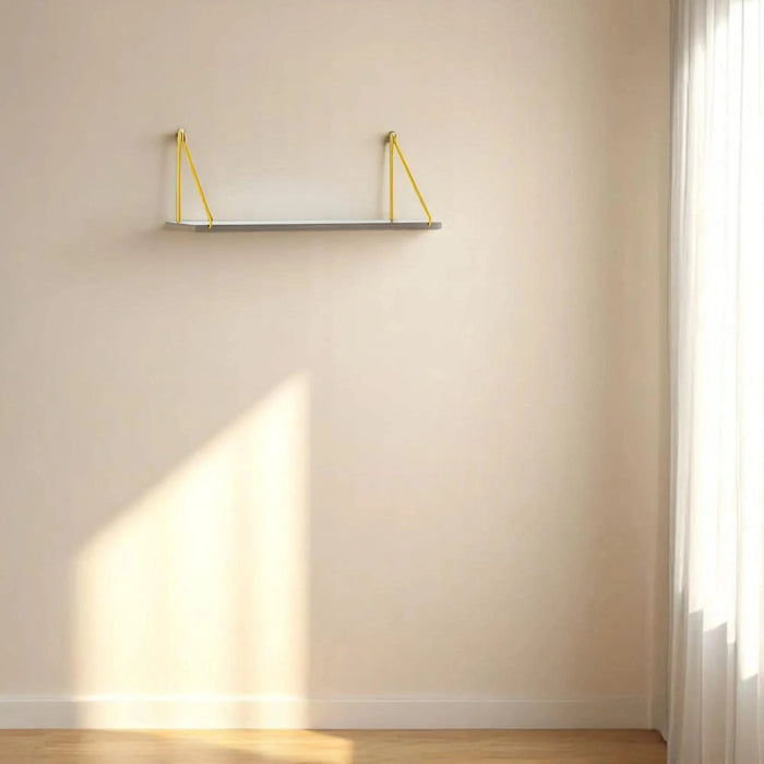 Palmer Floating Wall Decor Wall Mounted Rustic Decorative Hanging Metal Bracket Single Shelf for Books, Walnut/Chrome Default -DTYStore