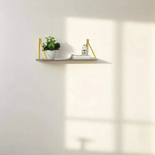 Palmer Floating Wall Decor Wall Mounted Rustic Decorative Hanging Metal Bracket Single Shelf for Books, Walnut/Chrome Default -DTYStore