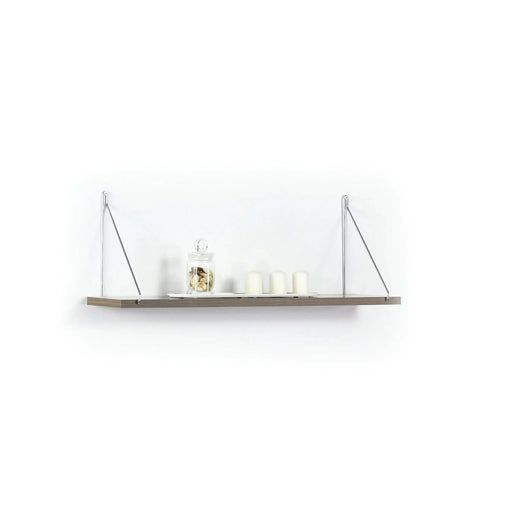 Palmer Floating Wall Decor Wall Mounted Rustic Decorative Hanging Metal Bracket Single Shelf for Books, White/Chrome Default -DTYStore