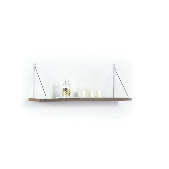 Palmer Floating Wall Decor Wall Mounted Rustic Decorative Hanging Metal Bracket Single Shelf for Books, White/Chrome Default -DTYStore