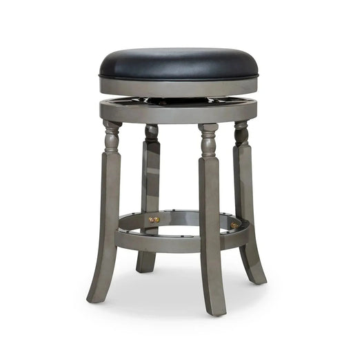 Palmer Lake Swivel Stool, 24" Counter or 30" Bar Height 24" Counter Height Weathered Gray Black Leather -DTYStore