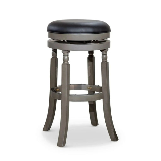 Palmer Lake Swivel Stool, 24" Counter or 30" Bar Height 30" Bar Height Weathered Gray Black Leather -DTYStore