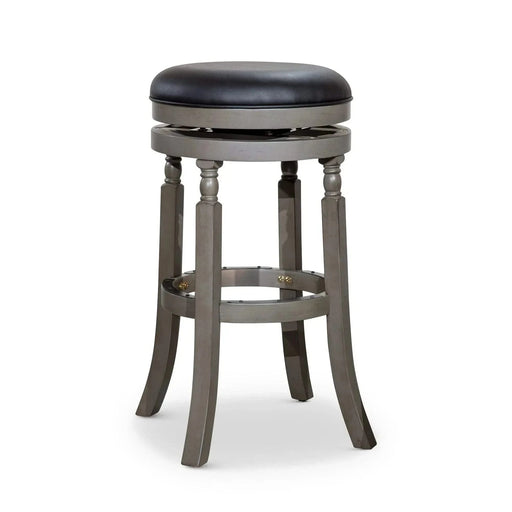 Palmer Lake Swivel Stool, 30” Bar Height or 24” Counter Height 30" Bar Height Weathered Gray Black Leather -DTYStore