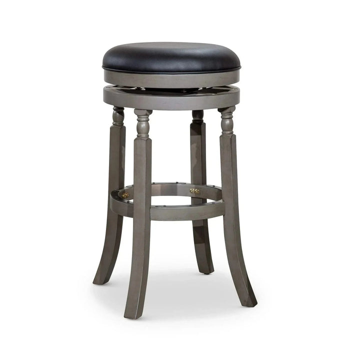 Palmer Lake Swivel Stool, 30” Bar Height or 24” Counter Height 30" Bar Height Weathered Gray Black Leather -DTYStore