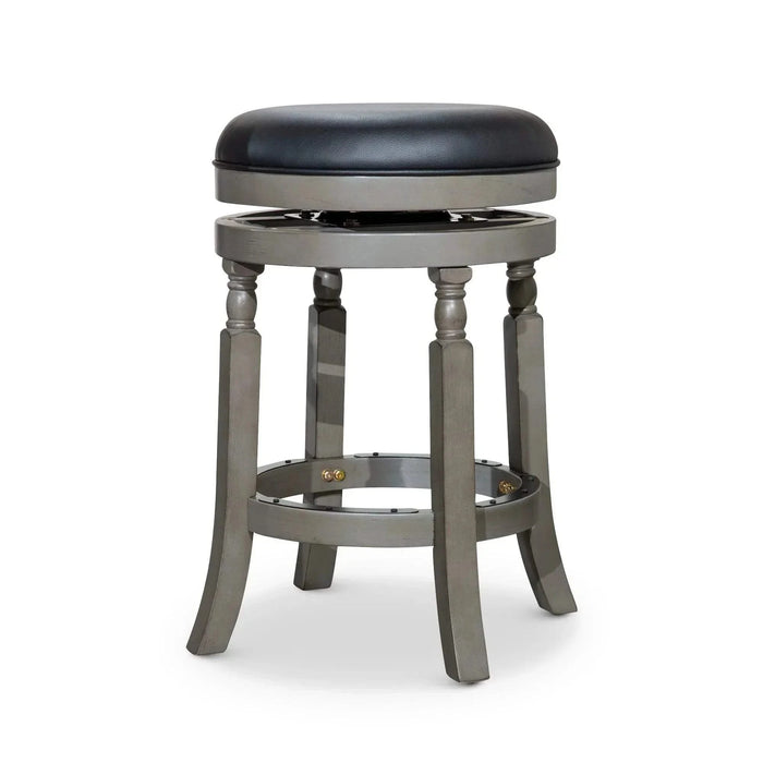 Palmer Lake Swivel Stool, 30” Bar Height or 24” Counter Height 24" Counter Height Weathered Gray Black Leather -DTYStore