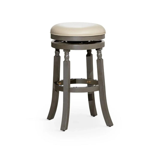 Palmer Lake Swivel Stool, 30” Bar Height or 24” Counter Height 30" Bar Height Weathered Gray French Gray Leather -DTYStore