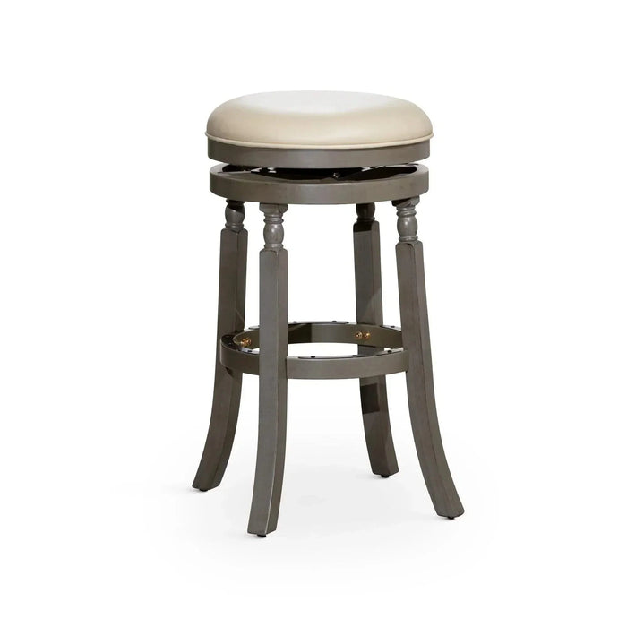 Palmer Lake Swivel Stool, 30” Bar Height or 24” Counter Height 30" Bar Height Weathered Gray French Gray Leather -DTYStore