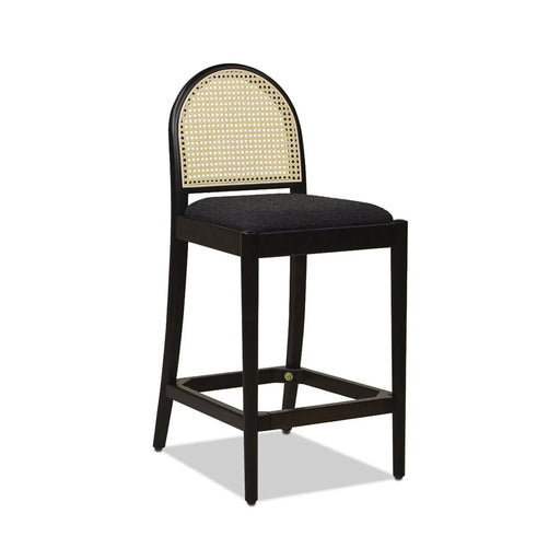 Panama 26.5' Curved Back Cane Rattan Counter Stool, Set of 2, Ebony Black Boucle Default -DTYStore