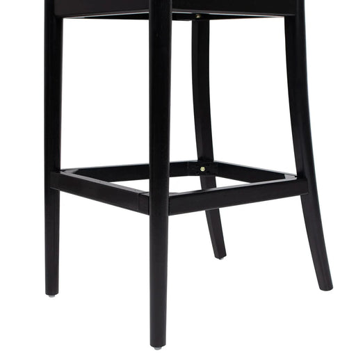 Panama 30.5' Curved Back Cane Rattan Bar Stool, Set of 2, Ebony Black Boucle Default -DTYStore