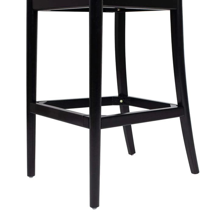 Panama 30.5' Curved Back Cane Rattan Bar Stool, Set of 2, Ebony Black Boucle Default -DTYStore