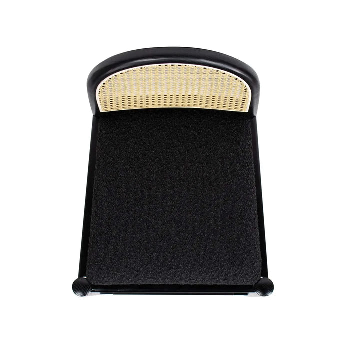 Panama 30.5' Curved Back Cane Rattan Bar Stool, Set of 2, Ebony Black Boucle Default -DTYStore