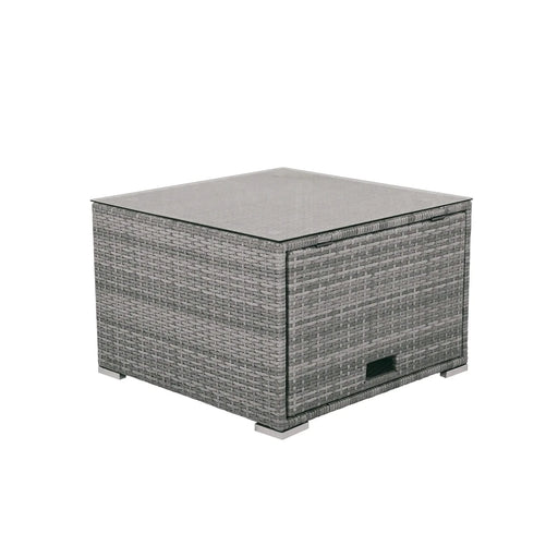 Patio Furniture Set Outdoor Daybed Rattan Sectional with Cushions and Center Table, Beige, Iron & Rattan, Multiple Sizes Default -DTYStore