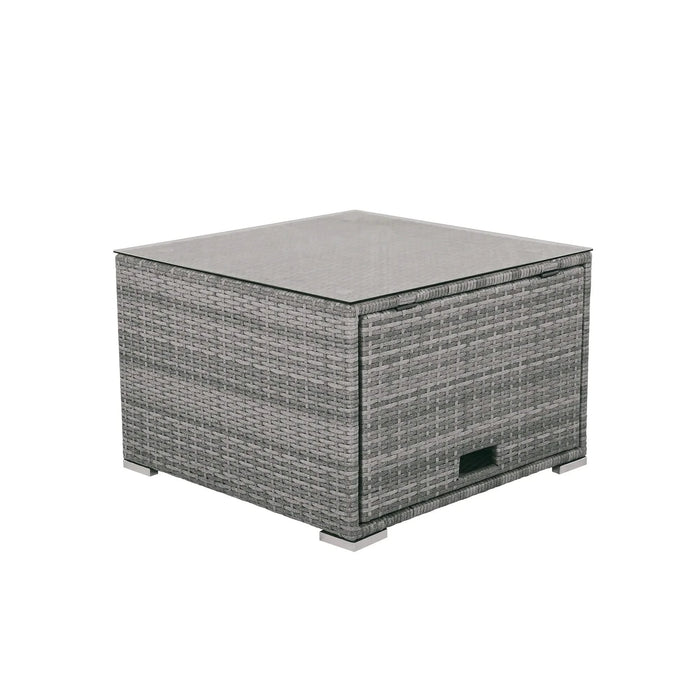 Patio Furniture Set Outdoor Daybed Rattan Sectional with Cushions and Center Table, Beige, Iron & Rattan, Multiple Sizes Default -DTYStore