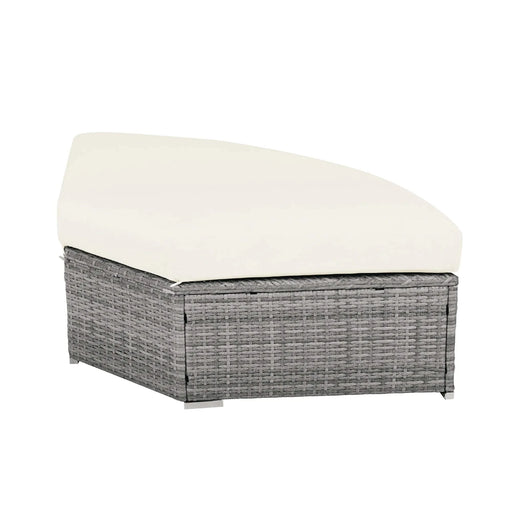 Patio Furniture Set Outdoor Daybed Rattan Sectional with Cushions and Center Table, Beige, Iron & Rattan, Multiple Sizes Default -DTYStore