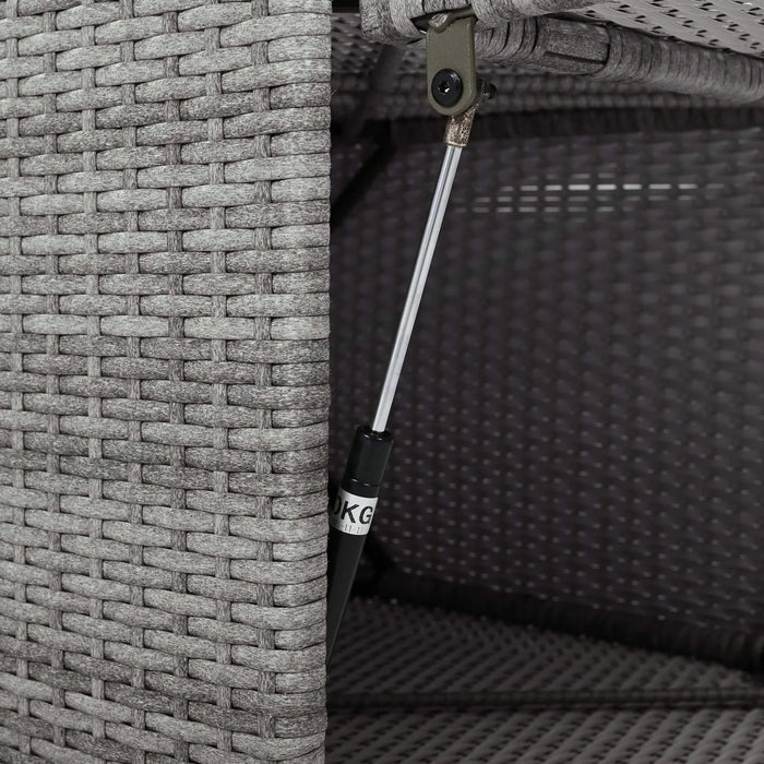 Patio Furniture Set Outdoor Daybed Rattan Sectional with Cushions and Center Table, Beige, Iron & Rattan, Multiple Sizes Default -DTYStore