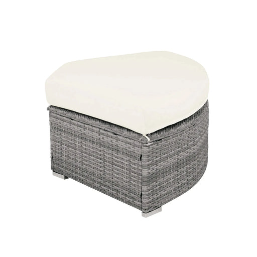 Patio Furniture Set Outdoor Daybed Rattan Sectional with Cushions and Center Table, Beige, Iron & Rattan, Multiple Sizes Default -DTYStore