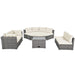 Patio Furniture Set Outdoor Daybed Rattan Sectional with Cushions and Center Table, Beige, Iron & Rattan, Multiple Sizes Default -DTYStore