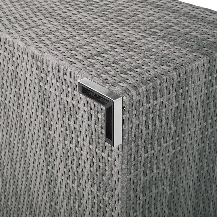 Patio Furniture Set Outdoor Daybed Rattan Sectional with Cushions and Center Table, Beige, Iron & Rattan, Multiple Sizes Default -DTYStore