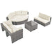 Patio Furniture Set Outdoor Daybed Rattan Sectional with Cushions and Center Table, Beige, Iron & Rattan, Multiple Sizes Default -DTYStore