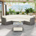 Patio Furniture Set Outdoor Daybed Rattan Sectional with Cushions and Center Table, Beige, Iron & Rattan, Multiple Sizes Default -DTYStore