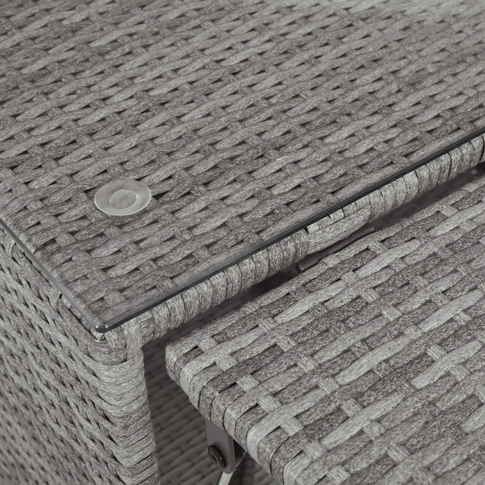 Patio Furniture Set Outdoor Daybed Rattan Sectional with Cushions and Center Table, Beige, Iron & Rattan, Multiple Sizes Default -DTYStore