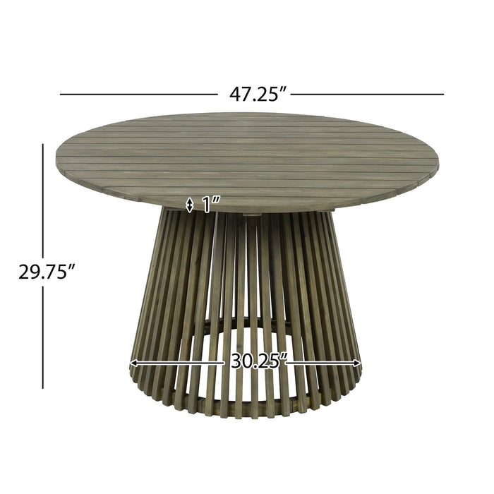 Patio Set Outdoor Acacia Wood Furniture Sets-Modern Club Chair Conversation Sets with Patio Dining Table for Garden, Patio & Deck (Grey Finish+Cream Cushion) Default -DTYStore