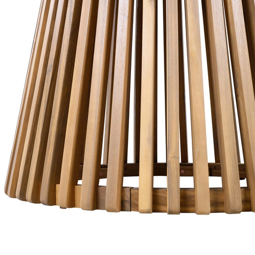 Patio Set Outdoor Acacia Wood Furniture Sets- Braided Dining Chairs(With Navy Cushion)and Patio Dining Table for Garden, Patio & Deck (Teak Look & Beige Rope) Default -DTYStore