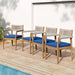 Patio Set Outdoor Acacia Wood Furniture Sets- Braided Dining Chairs(With Navy Cushion)and Patio Dining Table for Garden, Patio & Deck (Teak Look & Beige Rope) Default -DTYStore