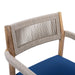 Patio Set Outdoor Acacia Wood Furniture Sets- Braided Dining Chairs(With Navy Cushion)and Patio Dining Table for Garden, Patio & Deck (Teak Look & Beige Rope) Default -DTYStore