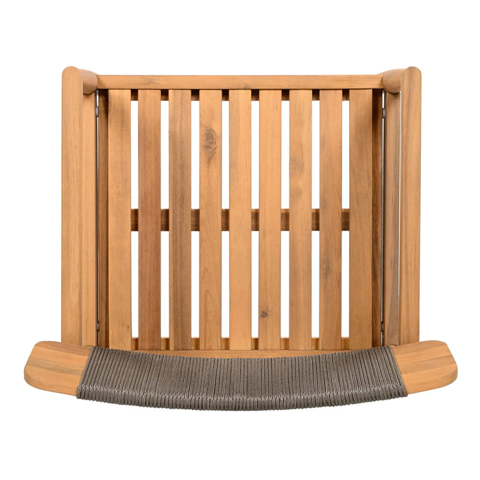 Patio Set Outdoor Acacia Wood Furniture Sets- Braided Dining Chairs Leisure Sets with Patio Dining Table for Garden, Patio & Deck (Teak Look & Grey Rope) Default -DTYStore