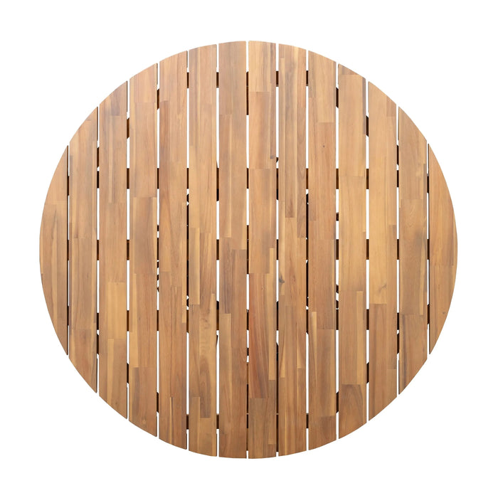 Patio Set Outdoor Acacia Wood Furniture Sets- Braided Dining Chairs Leisure Sets with Patio Dining Table for Garden, Patio & Deck (Teak Look & Grey Rope) Default -DTYStore