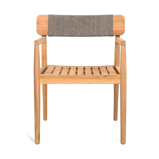 Patio Set Outdoor Acacia Wood Furniture Sets- Braided Dining Chairs Leisure Sets with Patio Dining Table for Garden, Patio & Deck (Teak Look & Grey Rope) Default -DTYStore