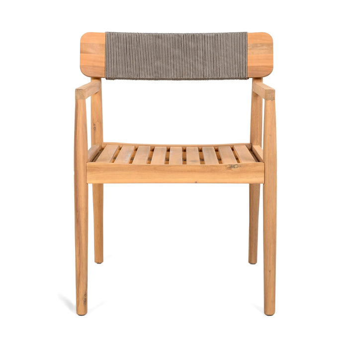 Patio Set Outdoor Acacia Wood Furniture Sets- Braided Dining Chairs Leisure Sets with Patio Dining Table for Garden, Patio & Deck (Teak Look & Grey Rope) Default -DTYStore